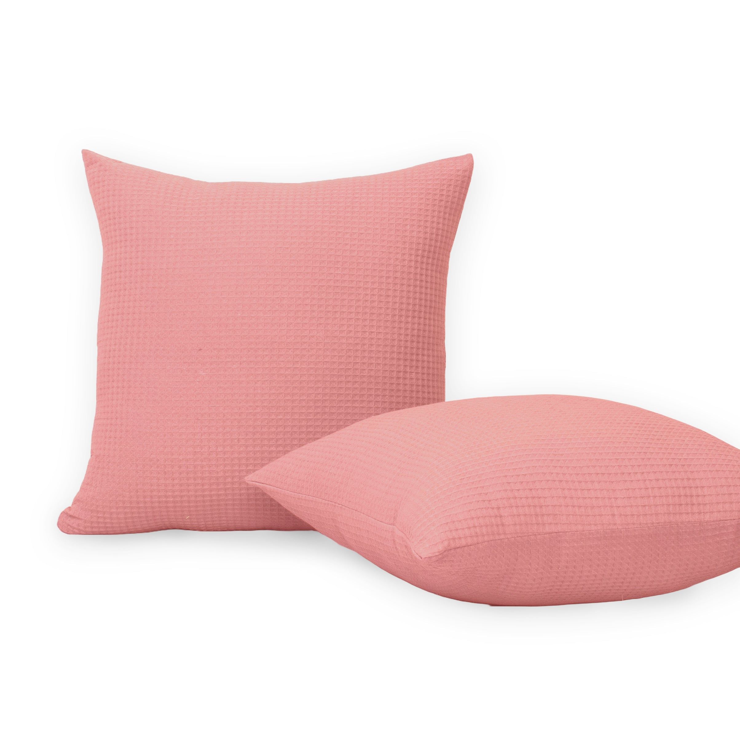 Handmade Pink Cotton Waffle Cushion Covers for Sofas